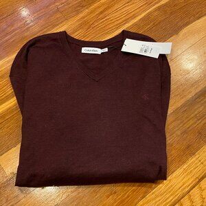 Men's Calvin Klein Extra Fine Merino Wool blend V Neck Pullover NWT Size 2X